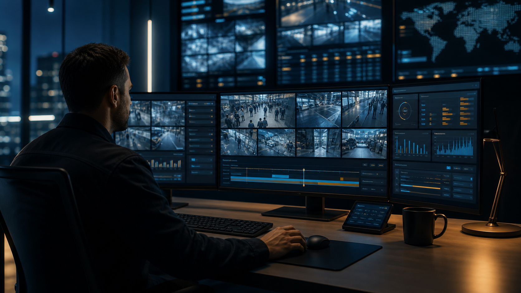 Security operator using a low-latency multi-camera live view